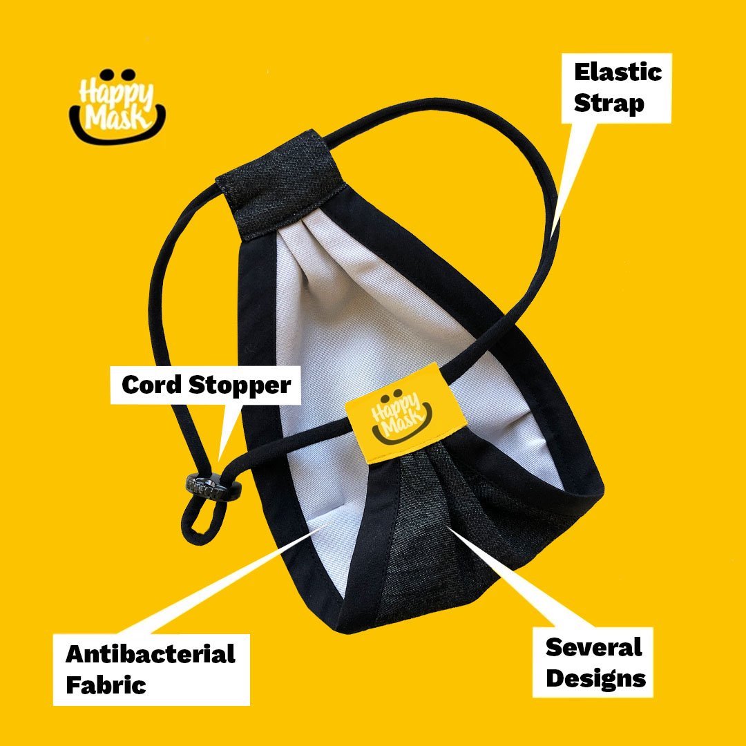 Product detail graphic explaining the components of our reusable respirators