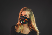 Load image into Gallery viewer, girl with reusable face mask with cartoon print
